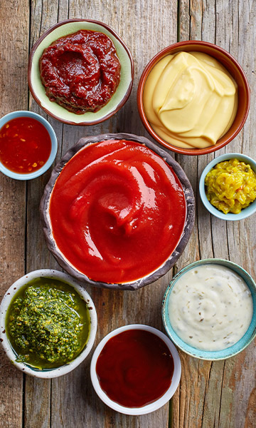 Table with different sauces